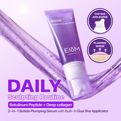 EIOM Botide Plumping Gua Sha Serum + Hydrogel Eye Patch Duo Bundle | Sculpting, Plumping, Depuffing Gua Sha Collagen Peptide Serum and under Eye Patches for Dark Circles & Puffy Eyes