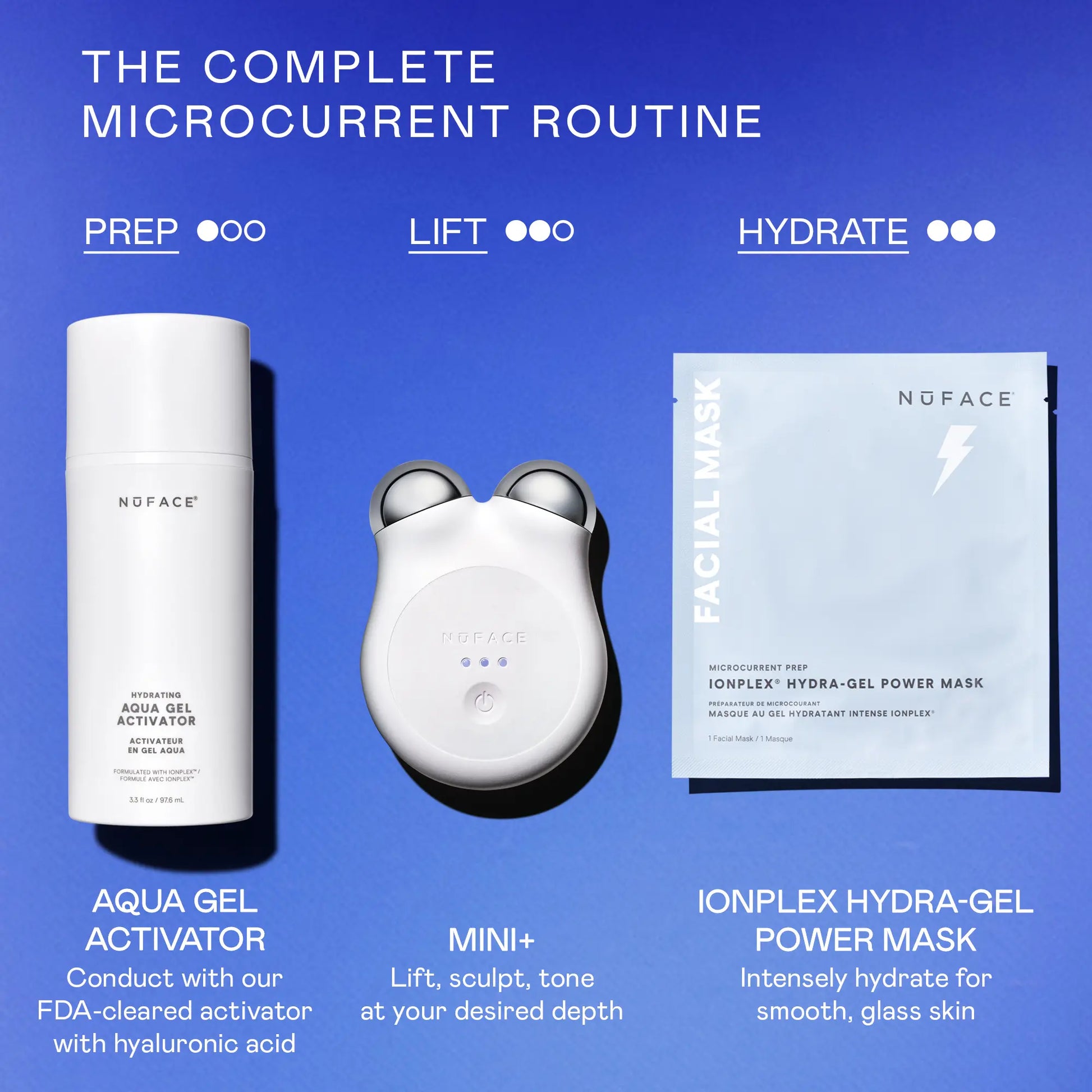 NUFACE MINI+ Microcurrent Face Massager Device, Fda-Cleared - Neck & Facial Sculpting Tool for Skin Tightening, Contouring, Depuffing, Toning & Support Lymphatic Drainage + Activator Gel