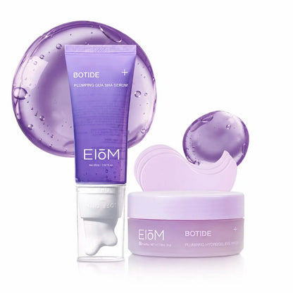 EIOM Botide Plumping Gua Sha Serum + Hydrogel Eye Patch Duo Bundle | Sculpting, Plumping, Depuffing Gua Sha Collagen Peptide Serum and under Eye Patches for Dark Circles & Puffy Eyes