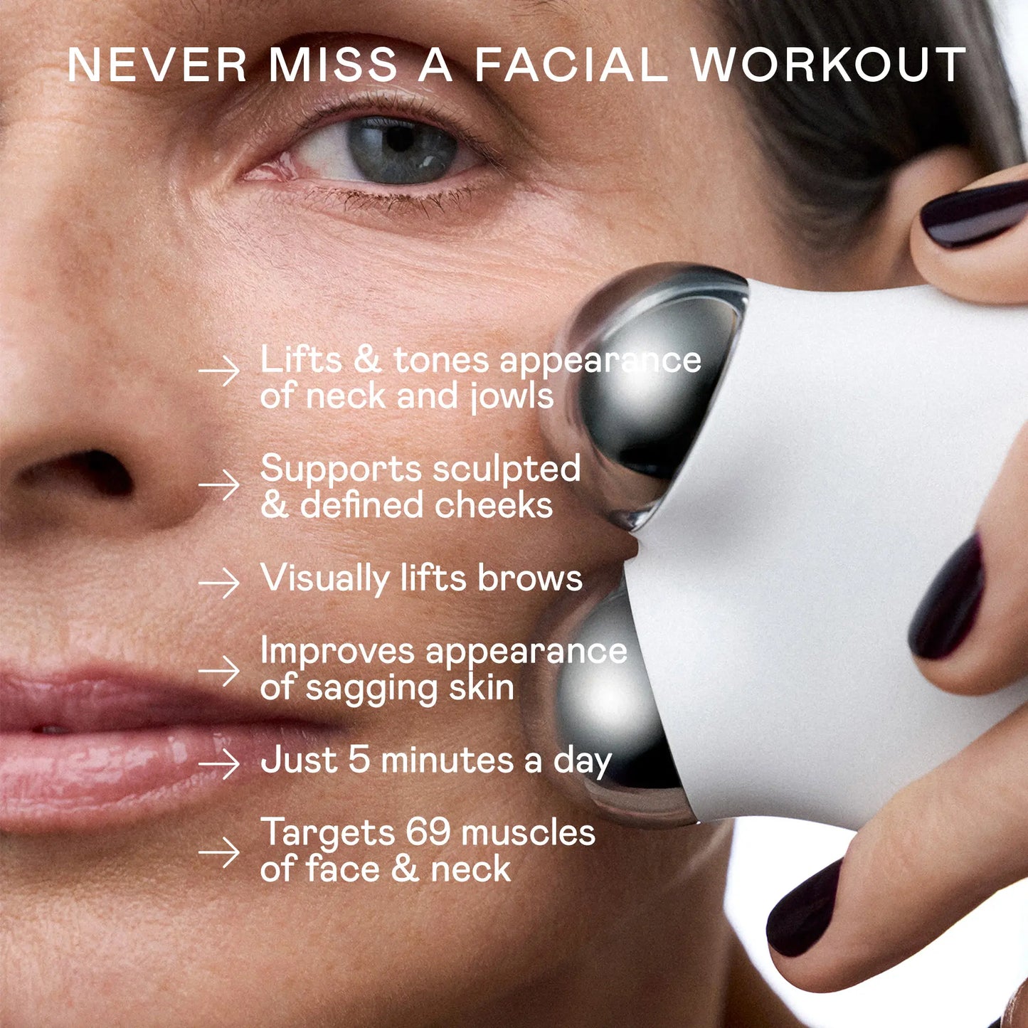 NUFACE MINI+ Microcurrent Face Massager Device, Fda-Cleared - Neck & Facial Sculpting Tool for Skin Tightening, Contouring, Depuffing, Toning & Support Lymphatic Drainage + Activator Gel